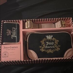 Juicy Couture Black and Pink Belt Set